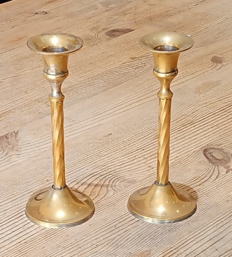 Pair 18cm tall brass - of,