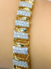 9ct Yellow Gold 310 natural Diamond Tennis Bracelet   Hallmarked  heavy 17.4