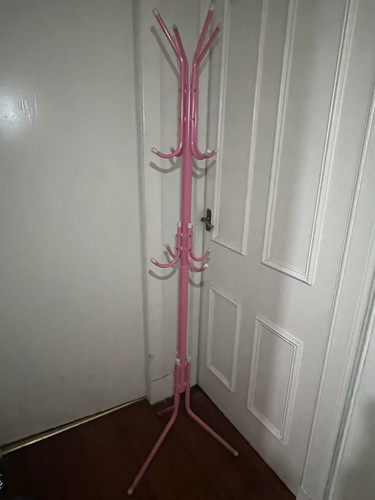 Pink metal coat rack stand - rack,