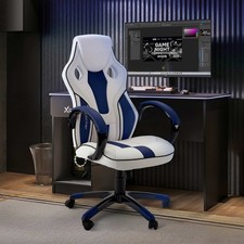 X ROCKER Maverick PC Office Gaming Chair Ergonomic Swivel WHITE BLUE | CLEARANCE