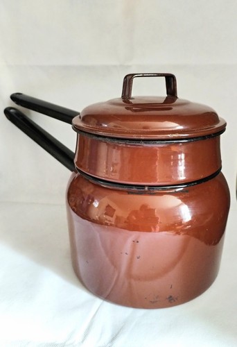 Vintage brown enamel - vintage,
