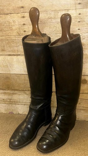 English black leather long - black,