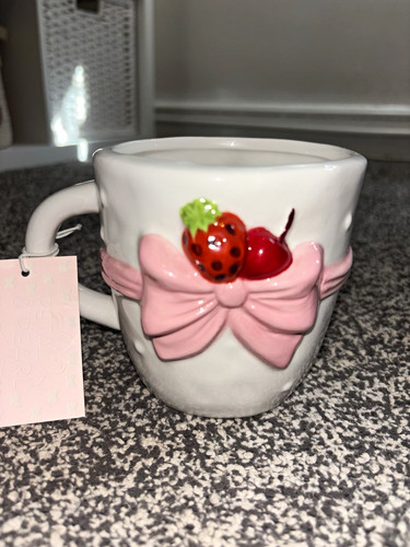 Ceramic coffee mug white pink - white,