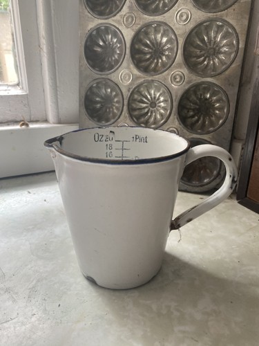Vintage cream blue enamel - &,
