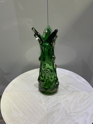 Vase thick green knobbly - green,