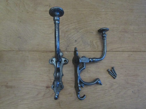 Cast iron rustic coat hooks - iron,