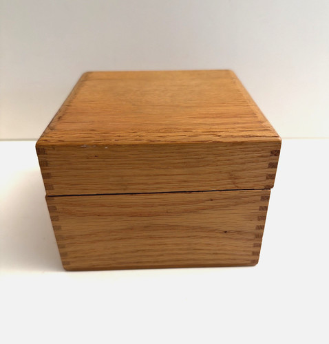 Vintage oak wooden recipe file - oak,