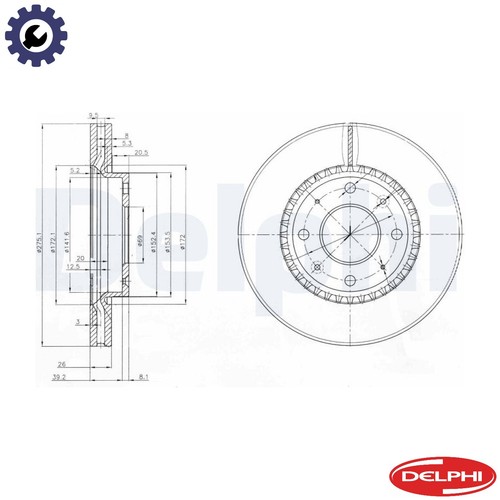 Brake disc bg4016 - for, kia