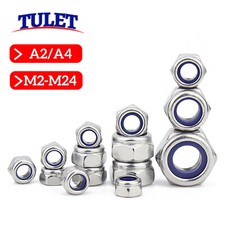 NYLOC NUTS NYLON INSERT STAINLESS STEEL M2 M3 M4 M5 M6 M8 M10 M12 M14 M16 M20