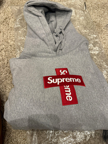 Supreme grey logo hoodie - grey,