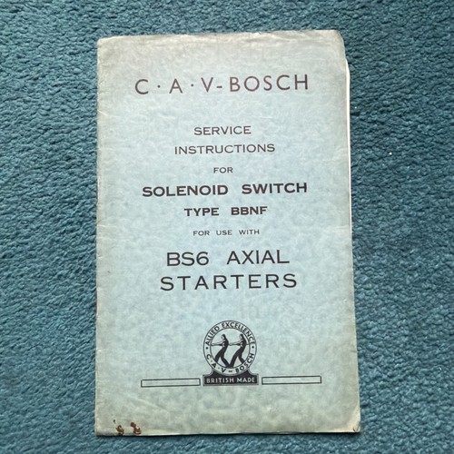 Cav bosh service instructions - cav,