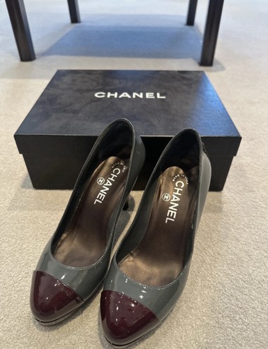 Ladies chanel grey burgundy - &,