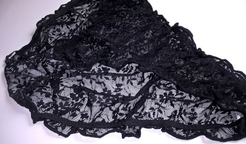 Sexy black sheer stretch lace - black,