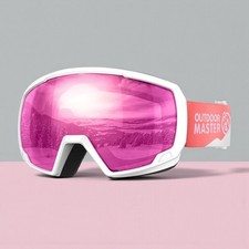 Kids Ski Goggles Outdoor Master Childrens VLT 44% Pink Lens Strap UV Protection