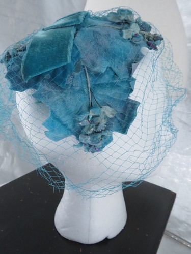 Vintage blue pillbox hat - pillbox,