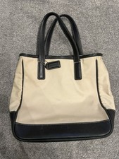 Coach Vintage Tote Bag Black and Beige Canvas Leather