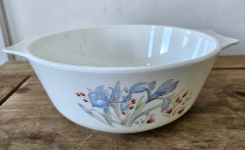 Pyrex blue iris flower - pyrex,