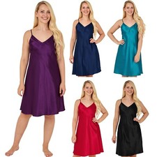 Ladies Sexy Satin Chemise Nightie Nightdress Nightshirt Short Slip PLUS SIZE