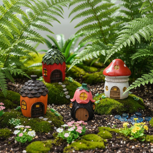 Mini fairy garden houses resin - mini,