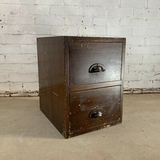 Small Vintage 2 Drawer Pine Filing Cabinet
