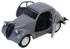 Fiat 500 Topolino 1936 Italian Car Model Toy Grey Diecast 1:34-1:39 Scale Welly