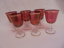 VINTAGE SET OF SIX CRANBERRY &