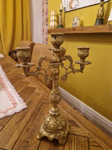 Antique solid brass candelabra - brass,