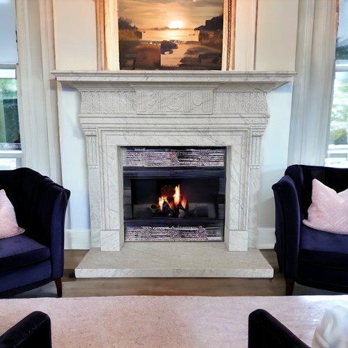 Carrara white marble fireplace - white,