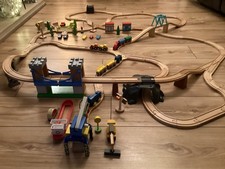 Wooden train set, Bridges,raised track, crane, compatible with Brio and others.