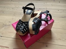 Swedish Hasbeens Marina Size 5/38 Black Platform Clogs-worn  once!