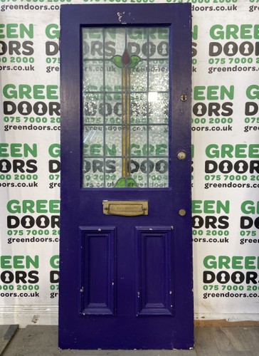 Stained glass front door - glass, 1930s
