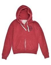 JACK WILLS Womens Zip Hoodie Sweater UK 12 Medium  Red Cotton AM11