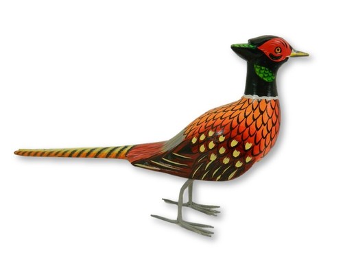 Wooden pheasant carving - pheasant,