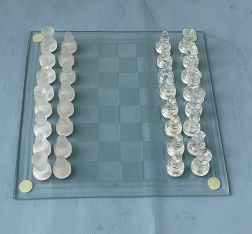 Glass chess set chessboard - set,
