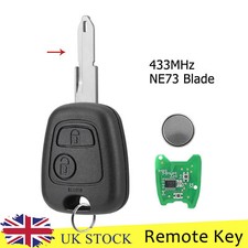 2 Button 433MHz Remote Key Fob For Peugeot 107 206 207 Citroen C1 C2 C3 C4 ID46