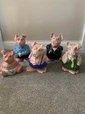 Wade Natwest Pigs Piggy Banks - Full Set Of 5 - With Original NatWest Stoppers