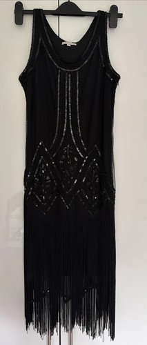 Apricot fringed dress black - apricot,