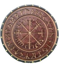 Viking Shield Norse 24" Medieval Wooden Carving Round Celtic Ornament Battle New