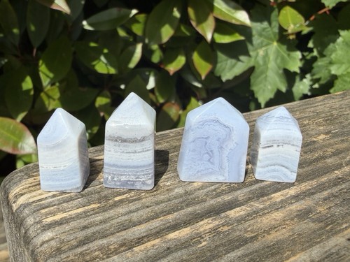 Blue lace agate mini towers - blue,