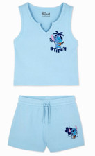 Disney Stitch Vest & Shorts Waffle Outfit Set Age 7-15 Years