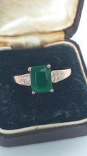 Vintage 1990-s 14 Ct Rolled Gold Emerald Ring Size UK Q.5 US 8 1/4 - Hallmarked.
