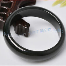 Natural Black Agate Onyx Nephrite Jade Gemstone Bangle Bracelet Jewelry 56-62mm