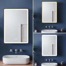 LED Bathroom Mirror Cabinet with Light Demister Shaver Socket White/Black/Yellow