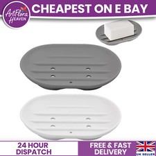 2x Soap Holder Silicone Bathroom Dish Soapbox Plate Tray Drain Jewelry Holder