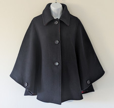Ladies Peter James Black & Tartan Wool & Cashmere Cape Coat Jacket. One Size.