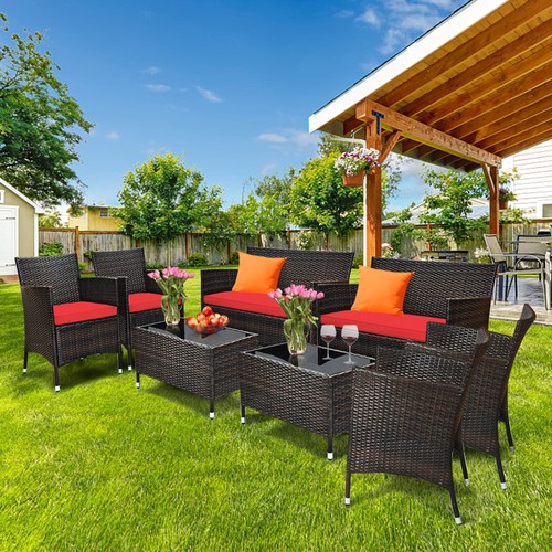 8pcs patio rattan conversation - patio,