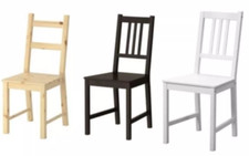 IKEA Wooden Dining Chair Solid Pine High Back Kitchen Seat Space Saving Design