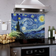 Glass Splashback Kitchen Tile Cooker Panel ANY SIZE Abstract Paint Van Gogh Art