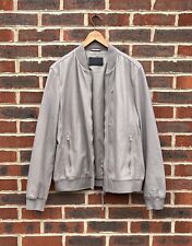 All Saints Mens KIRO Leather Bomber Jacket XL Grey Biker EXTRA LARGE Moto