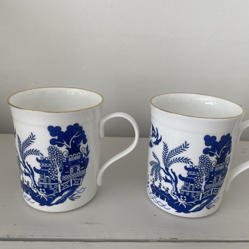 Pair bone china blue - bone, white